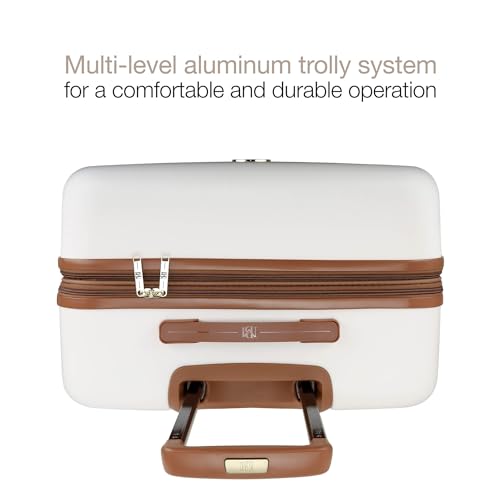 Badgley Mischka Grace 3 Piece Polycarbonate-ABS Expandable Retro Luggage Set (White)
