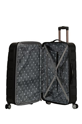 Rockland Melbourne Hardside Expandable Spinner Wheel Luggage, Checked Large 28", Black