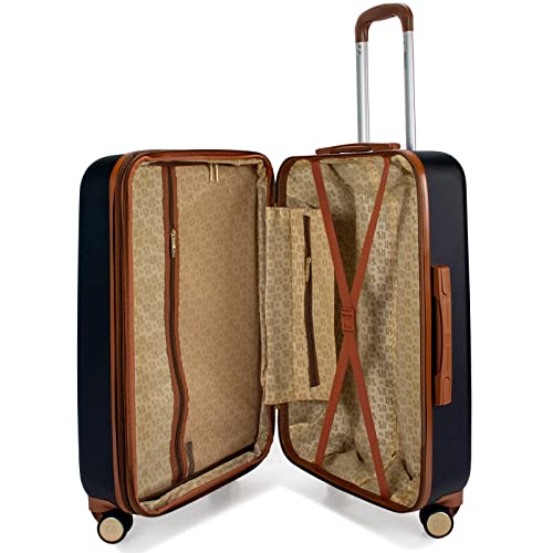 Badgley Mischka Mia 3 Piece Expandable Retro Luggage Set (Black)