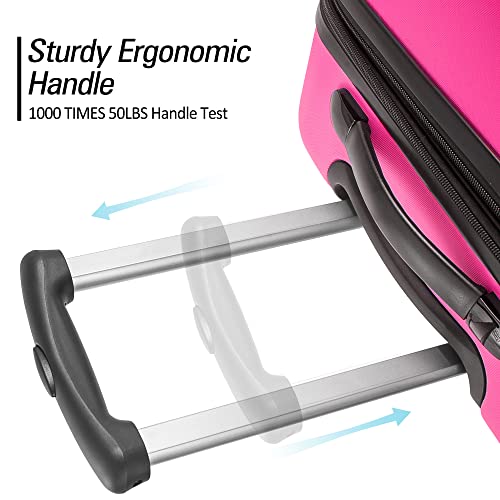 Merax Luggage Sets 3 Piece Suitcase Set 20/24/28,Carry on Luggage Airline Approved,Hard Case with Spinner Wheels,Pink