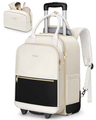 Ytonet Rolling Backpack for Women, 15.6 Inch Laptop Backpack with Wheels