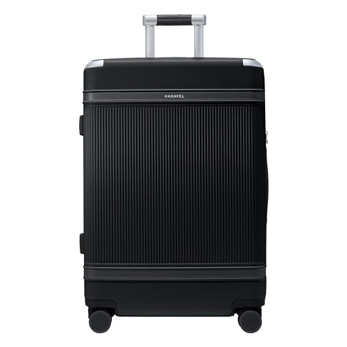 Paravel Aviator Luggage | Carbon-Neutral Travel Suitcase from Recycled Materials| Durable Luggage with Wheels | Derby Black