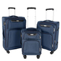 WireHot 3-Piece Softside Expandable Luggage Set with Front Open Pocket, Lightweight and Durable Oxford Fabric Suitcase Set with TSA Lock (Blue, 20in/24in/28in)