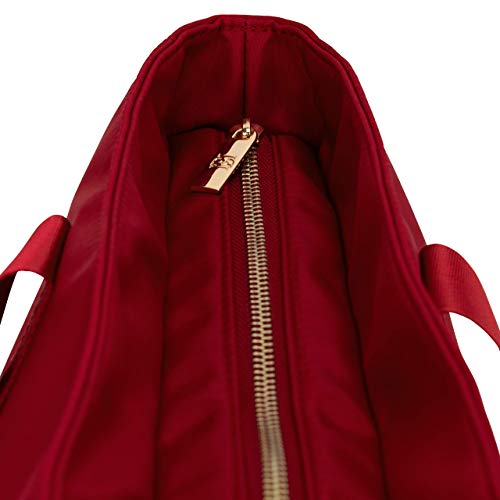 Badgley Mischka Uncomplicated Nylon Weekender Travel Bag, Lightweight Duffel Tote for Women, Carry On Overnight Bag (Burgundy)