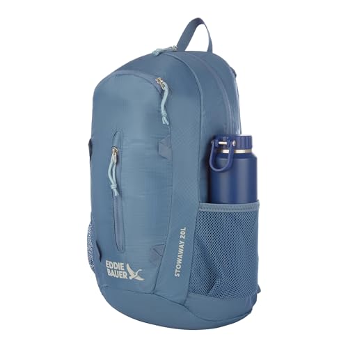 Eddie Bauer Stowaway Packable Backpack | Travel | Outdoor | Lightweight | Foldable | Durable | Ripstop Polyester | 20L - Blue Tile