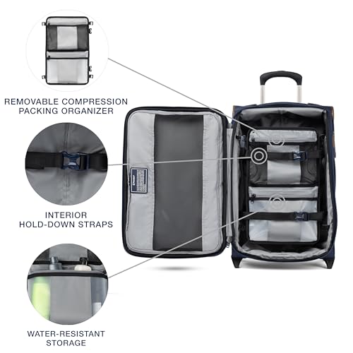 Travelpro Crew Classic Lightweight Softside Expandable Carry on Luggage, 2 Wheel Upright Rollaboard Suitcase, Men and Women, Carry On 22-Inch, Patriot Blue