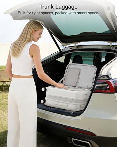 MILADA 20-Inch Expandable Carry On Luggage, Hard Shell Top-Opening Luggage with Wheels, TSA-Approved Small Travel Bag for Men and Women Carry-On Suitcase, White