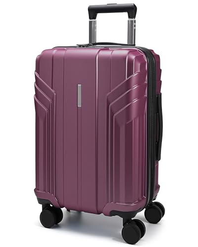 BAGSMART Expandable Carry On Luggage 22x14x9 Airline Approved, 20 Inch Travel Luggage with Spinner Wheels, Lightweight Hard Shell Suitcase Carry on Purplish Red