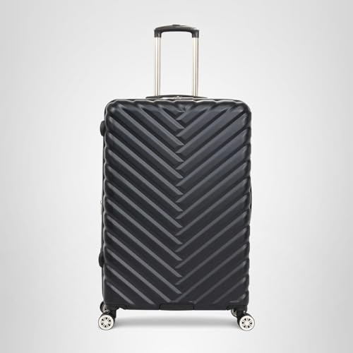 Kenneth Cole REACTION Madison Square Lightweight Hardside Chevron Expandable Spinner Luggage, Black, 24-Inch Checked