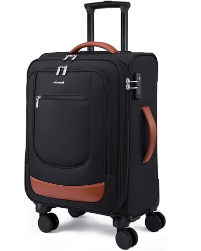 LOVEVOOK Carry On Luggage 22x14x9 Airline Approved, Softside Suitcase with Spinner Wheels for Men Women, 22 Inch Rolling Luggage with TSA Lock Multiple Compartments for Travel Business Trip