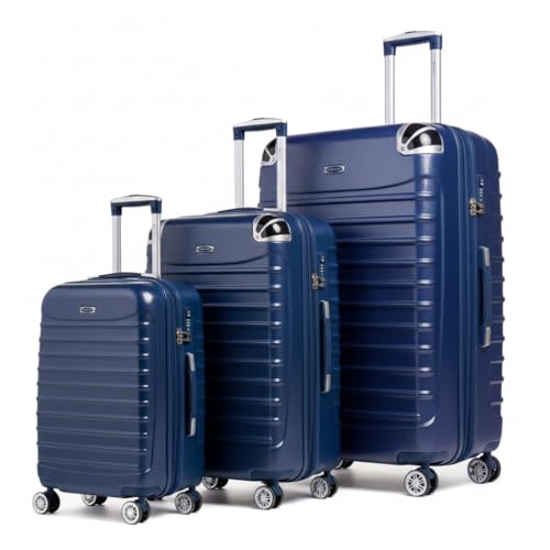 Gabbiano Vintage 3-Piece Luggage PC Hard Shell Set – Expandable Polycarbonate Luggage Set with Spinner Wheels, TSA Lock, Hardside Vintage Luggage Sets (Blue, 3-Piece set)