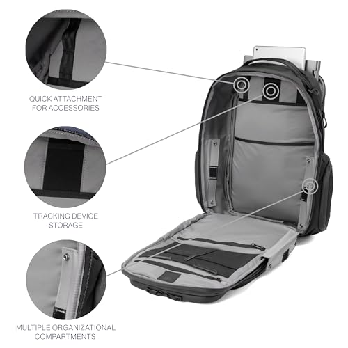 Travelpro Altitude Large Expandable Travel Laptop Backpack 30-36L, 16 Inch Laptop, Water Resistant, Work, Business, Men and Women, Jet Black