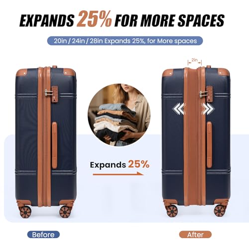 Cobens Expandable Luggage Sets 5 Piece with Detachable Spinner Wheels and TSA Lock,ABS Hard Case Suitcases with Wheels,Carry On Luggage Set