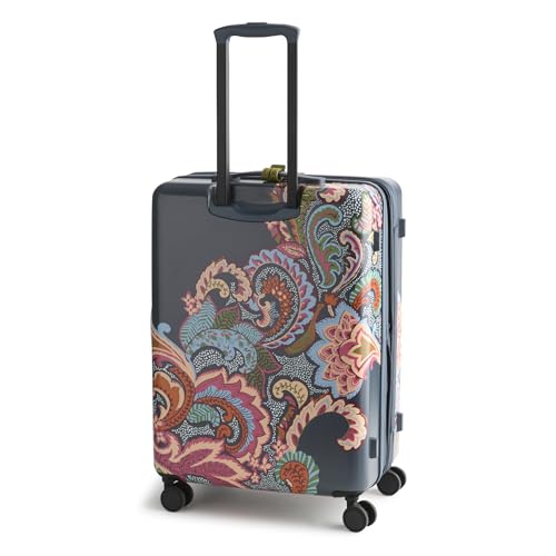 Vera Bradley Women's Hardside 26-Inch Adair Spinner Suitcase, Leaf Me Not Paisley Dark Slate, One Size