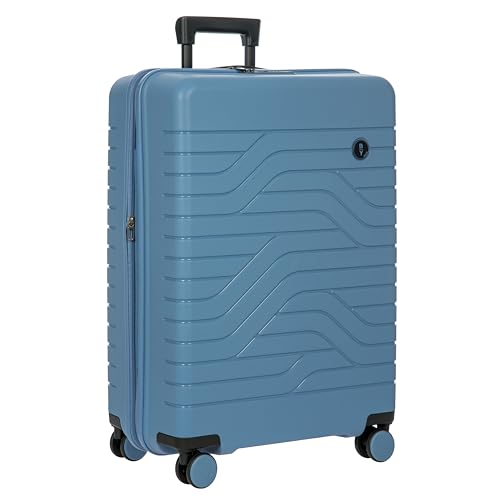 Bric's B|Y Ulisse Checked Luggage with Spinner Wheels – Expandable Lightweighted Hard Shell Suitcase, TSA Combination Lock - Removeable Wash Bag Included - 28 Inch, Grey Blue