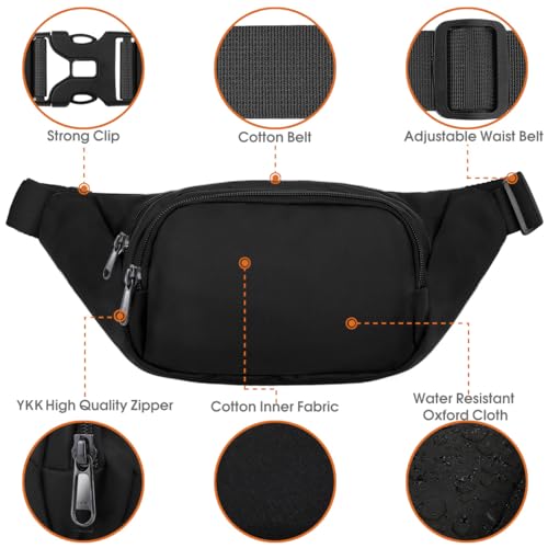 Large Fanny Pack for Women Men - Syican Waist bag with 3-Zipper Pockets, Gifts for Enjoy Sports Traveling Workout Casual Hands-Free crossbody bags Fits MAX 7.9'' iPad & 6.6'' Phone