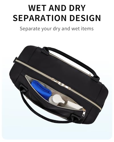 WANDF For Spirit Airlines Personal Item Bag 18x14x8 Underseat with Wet Pocket & Shoe Compartment & Tsa Approved Toiletry Bag Travel Duffle Carry On Overnight Weekender Tote(Black)