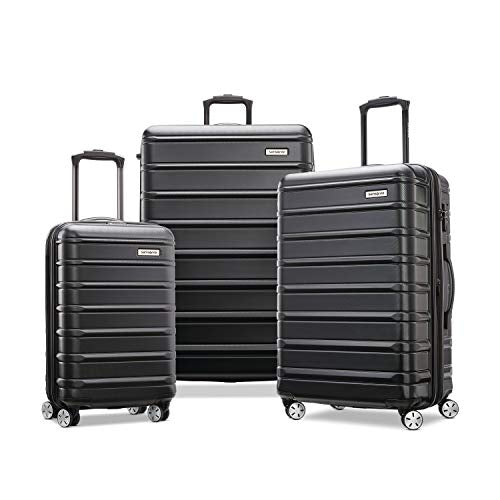 Samsonite Omni 2 Hardside 3 Piece Set - Includes Global Carry-On, Medium, & Large Checked Suitcases - 360° Dual Spinner Wheels - Integrated TSA Lock & Expansion - Amazon Exclusive - Midnight Black