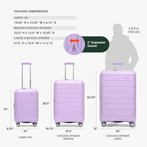 Traveler's Choice Pagosa Hardshell Expandable Luggage with Spinner Wheels, Lavender, 22-Inch Carry-on