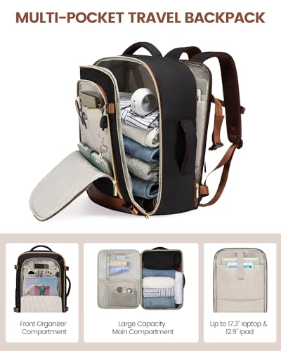 LOVEVOOK Travel Backpack for Women, 40L Carry On Backpack Flight Approved, Large Personal Item Bag Fits 17 inch Laptop, TSA Approved Luggage with 3 Packing Cubes,Waterproof Weekender Gym Daypack
