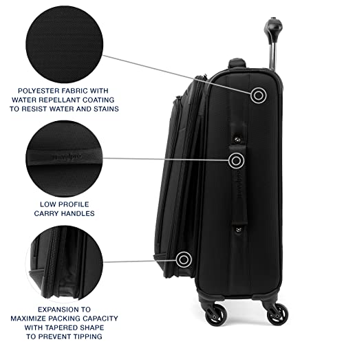 Travelpro Runway 3 piece Luggage Set, Carry on UnderSeat Luggage Soft Tote, Carry-on & Convertible Medium to Large 28-Inch Check-in Expandable Luggage, 4 Spinner Wheels, Softside Suitcase, Black