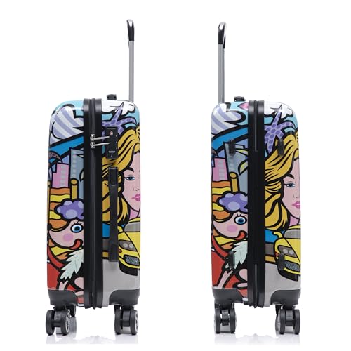 InUSA Hollywood Print Luggage with Spinner Wheels | Durable Lightweight Hardside Suitcase | Travel Bag with Handle and Trolley | 20 Inch Carry-On Spinner Luggage