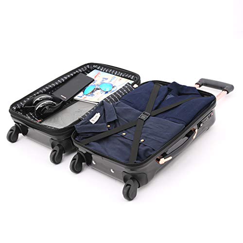 kensie 3 Piece "Alma" Light Metallic Style TSA-Lock Spinner Luggage Set, Midnight Black Option