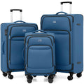 Coolife Luggage Sets 3 Piece Upgraded Softside Lightweight Spinner Luggage Set, Durable 1800D Suitcases with Dual Spinner Wheels & TSA Lock, 20/24/28 (Deep Blue, 3-Piece Set (20/24/28))