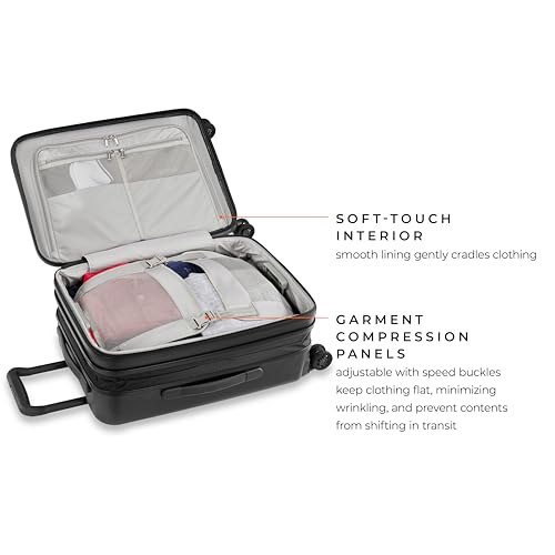 Briggs & Riley Sympatico Hardside Domestic Spinner Luggage, Matte Black, 22-Inch Carry-On