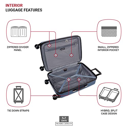 SwissGear Duet Expandable Luggage, Hard Shell Medium Luggage with Spinner Wheels