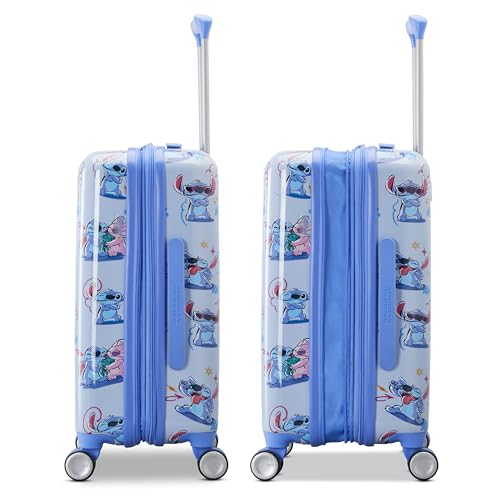 American Tourister STITCH CARRY-ON SPINNER Luggage - Airline Approved, Durable Hardshell with RightHeight Adjustable Handle - Expands 1.5in - Roll Confidentially with Dual 360 Spinner Wheels