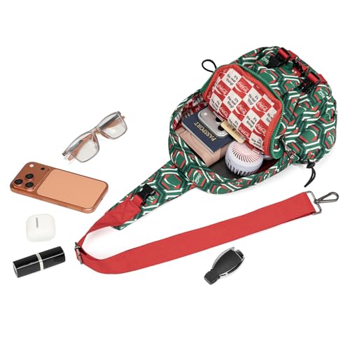 Sling Backpack Crossbody Bag with Coca-Cola Logo Sling Bag Travel Casual Daypack Unisex Green CO-BG-10-102-GN