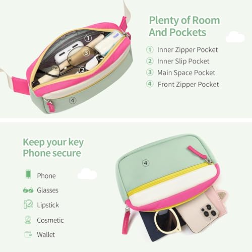 cotmcor Fanny Pack Birthday Graduation Gifts for 7 8 9 10 11 12 13 Year Old Teen Girls Her Kids, Preppy Cute Trendy Stuff Colorblock Crossbody Bag Adjustable Belt Bags for Travel Essentials
