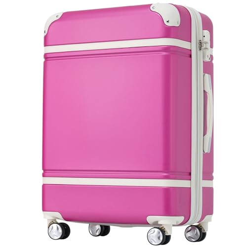 Merax Luggage Sets, Hardshell Luggage Sets 4 Pieces 20"+24"+28" Luggages and Cosmetic Case Spinner Suitcase with TSA Lock Lightweight, Pink