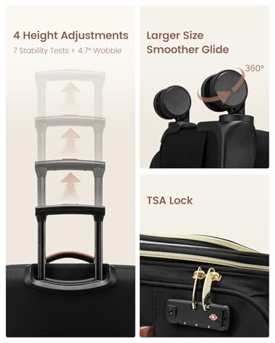 LOVEVOOK Carry On Luggage 22x14x9 Airline Approved, 20 Inch Softside Suitcases with Wheels, Lightweight Spinner Carry on Suitcase with TSA Lock, Water-Resistant Large Capacity Luggage for Travel
