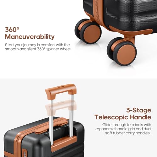 UKEIN PRO Luggage Sets 7 Piece, Durable Hardside ABS Carry on Luggage with Spinner Wheels & YKK Zipper TSA Lock, Large Checked Travel Suitcase With Backpack Set for Men and Women,20/24/28 Inch