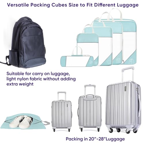 SWIHELP Compression Packing Cubes for Suitcases 6 Set Travel Luggage Organizer Packing For Storage Clothes Shoes