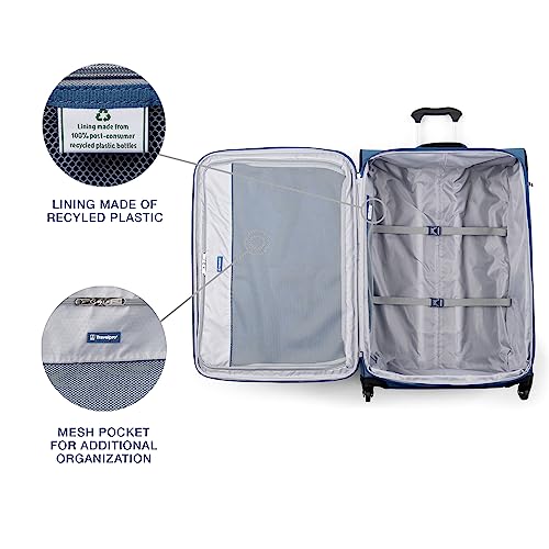 Travelpro Maxlite 5 Softside Expandable Luggage with 4 Spinner Wheels, Lightweight Suitcase, Men and Women, Ensign Blue, Checked-Large 29-Inch