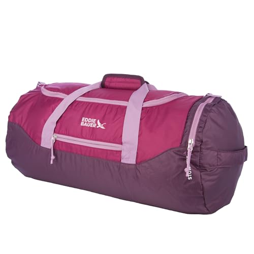Eddie Bauer Stowaway Packable Duffel Bag| Travel | Foldable | Lightweight | Durable | Ripstop Polyester | 23" Length | 45L Capacity - Port Red