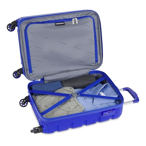 SwissGear 7366 Signature Hardside Expandable Luggage with Spinner Wheels, TSA Lock, Cup-Holder, Cobalt, Carry-On 19-Inch