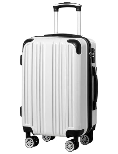 Coolife Luggage, Suitcase with Durable and Lightweight, Large Checked Luggage with PC+ABS Hardshell Expandable, Dual Spinner Wheels, TSA Lock, and YKK Zipper(white grid new, L(28in))