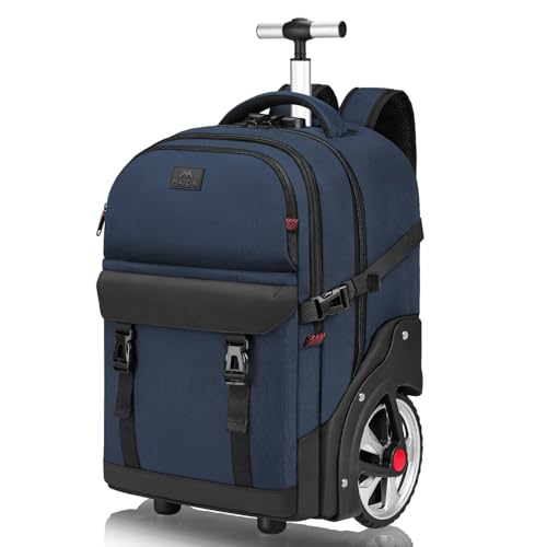 MATEIN Rolling Backpack with Wheels, Roller Backpack for Men Women, Blue