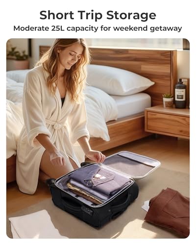 BAGSMART Underseat Carry On luggage Airline approved, 16-inch Softside Underseater Travel Suitcase with Spinner Wheels Lightweight Overnight Bag Small Rolling Carry-on for Women Men Weekender,Black