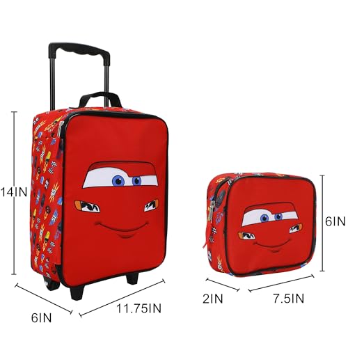 Bioworld Cars Lightning McQueen Kids' 4-Piece Travel Set With Suitcase, Duffle Bag, Toiletries Case, and Luggage Tag