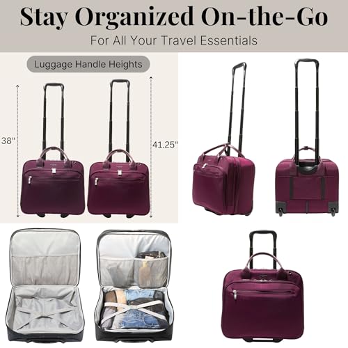 Baggallini 2 Wheel Tote Luggage - Lightweight Travel Weekender Carry-On