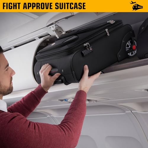 ROPLUS Laduga Softside Expandable Luggage with Large Steel Wheels Checked-Luggage Suicase (Black, 25-Inch)