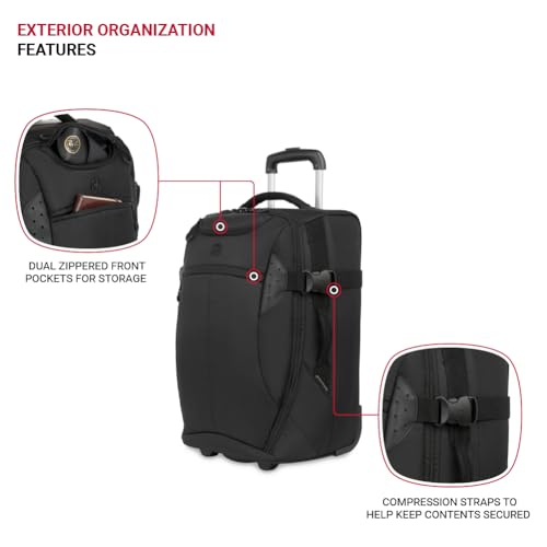 SwissGear Apex Exec Wheeled Rolling Duffel Bag, Black, 2-Piece Set (20/28)