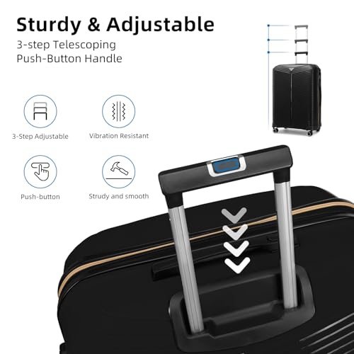 ROMAGIO Larvender 5-Piece PP Hard Shell Luggage Set with 360° Spinner Wheels & TSA Lock, Multi-Size Suitcases (14/18/20/24/28 Inch) for Family Travel, Business & Vacation