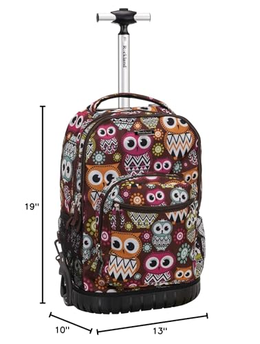 Rockland Single Handle Laptop Rolling Backpack, 19", Owl