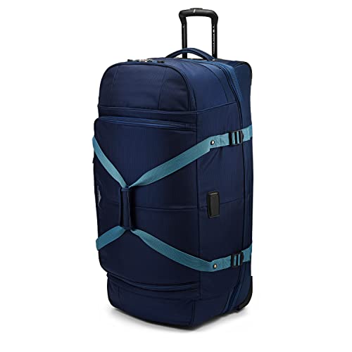 High Sierra 34” Wheeled Rolling Duffle Bag, Lightweight and Durable Weekender Travel Duffle Bag with Recessed Telescoping Pull Handle - Graphite Blue